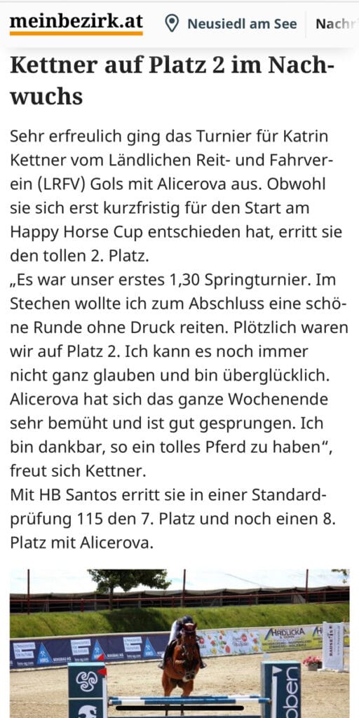 meinbezirk.at Artikel über Katrin Kettner Juni 2021