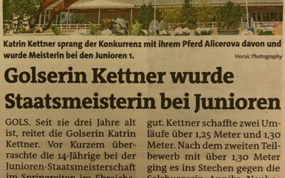 Golserin Kettner wurde Staatsmeisterin bei Junioren