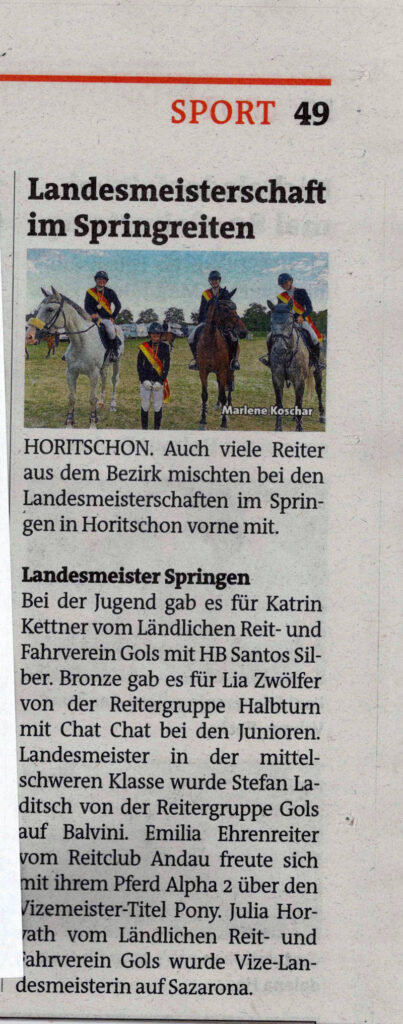 Katrin Kettner gewinnt Silber bei den Landesmeisterschaften im Springreiten 2021