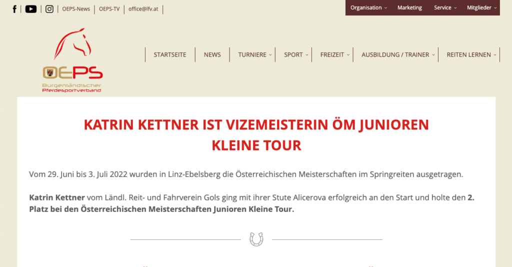 Katrin Kettner ist Vizemeisterin ÖM Junioren Kleine Tour 2022