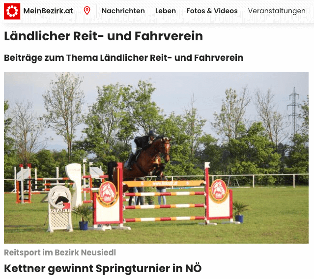Reitsport im Bezirk Neusiedl: Kettner gewinnt Springturnier in NÖ