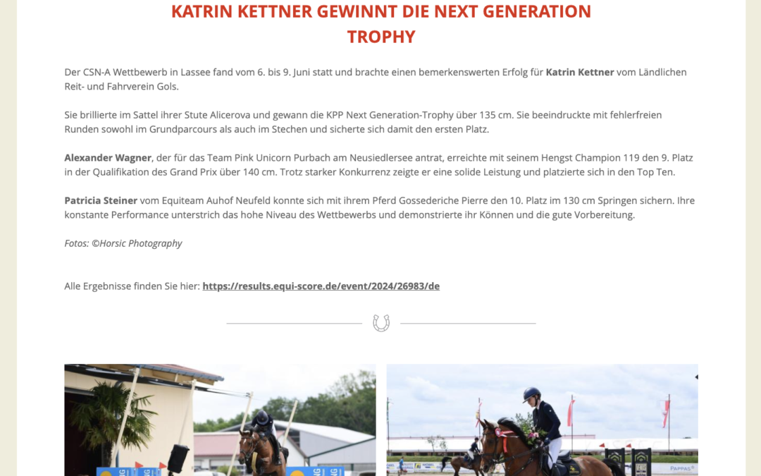 Katrin Kettner gewinnt die Next Generation Trophy